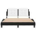  Sengeramme med hodegavl svart og hvit 140x190 cm kunstlær 8721012346659