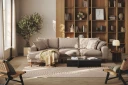 Copenhagen Premium 4 personers Venstrevendt L formet Dyb Divansofa i Stoff   Lyse brun