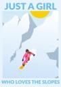 Girl Snowboarding Sunny Mountains Plakat / 100x150