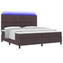  Box Spring Seng med Madrass & LED Mørkebrun 200x200 cm Stoff