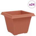 vidaXL Firkantet Blomsterpotte 24 pcs Klinker Rød 38 x 38 x 30 cm