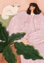 Cozy Woman With Cat Plakat / 40x50