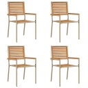  Utestoler 4 pcs Krem brun PE rattan solid akasietre