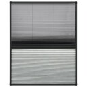 Plissert insektskjerm vindu aluminium 60x80 cm med solskjerm