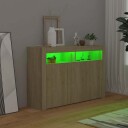 vidaXL Skjenk med LED-lys sonoma eik 115,5x30x75 cm