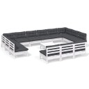 vidaXL Hagesofagruppe med puter 14 deler heltre furu