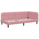  Hjørnesengramme med hodegjerde Rosa 90 x 190 cm Fløyel