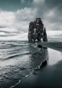 View of Basalt Stack Hvit Serkur Plakat Plakat / 50x70cm