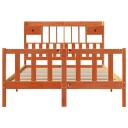  Seng med bokhylle uten madrass voksbrun 150x200 cm heltre furu 8721158605498