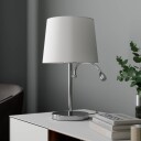Lindby Bordlampe Benjiro i tekstil med LED-leselampe