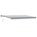  Manuell uttrekkbar markise med LED antrasitt og hvit 500x300 cm