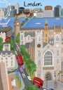 London City with View of the Thames River and Big Ben by Artist Carla Daly Poster Plakat / 50x70cm