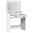  Sminkebord med LED lys Hvit 79x41x135 cm