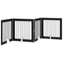 Vidaxl Foldbar Hundegitter Med Stativer 4 Stk. Svart Eik 401 cm
