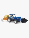Bruder New Holland T5.120 Med Slip-On Frontlæsser Tømningskasse Og Gafler.