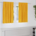  Gardiner med gardiner 2 pcs sennepsgul 140 x 140 cm Fløyel