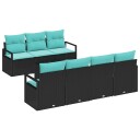vidaXL Sofa sett 8 stk. 7 Antall seter Svart og turkis polyrotting
