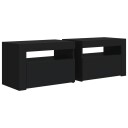 vidaXL Nattbord med LED 2 stk svart 60x35x40 cm