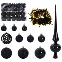 vidaXL Julekule Sett med 150 LED 61 pcs Svart Plast
