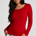 Hunkemöller Top Ls Crew Rib Cotton   Red   XL