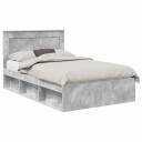 Sengestamme med hodegjerde Betonggrå 135 x 190 cm Massiv furu