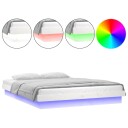 vidaXL Sengeramme med LED hvit 120x190 cm 4FT Small Double heltre