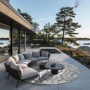 Runde tepper   Indoor/Outdoor Trenton hvit/blå Størrelse: Ø 160 cm