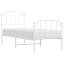 vidaXL Sengeramme i metall med hode- og fotgavl hvit 75x190 cm 8721012212534