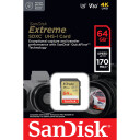 SanDisk Extreme - Flashhukommelseskort - 64 GB - Video Class V30 / UHS-I U3 / Class10 - SDXC UHS-I