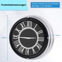 Ø 45 cm stille veggklokke med sølvramme & Romersk urskive uten tikkende lyder   Ø 45 cm