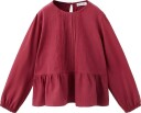 Mango Frill T Shirt With Lace Trim Detail   DARK RED   2 3