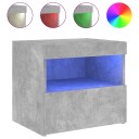  Nattbord med LED betonggrå 50x40x45 cm 8721012253537