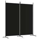 vidaXL Romdeler med 2 paneler svart 175x180 cm stoff