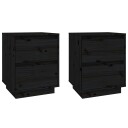 vidaXL Nattbord 2 stk svart 40x35x50 heltre furu