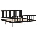 vidaXL Sengeramme med hodegavl svart 200x200 cm heltre furu