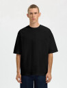 Selected Slhrelaxaspen 2 Ply Ss O Neck Noos   Black   M