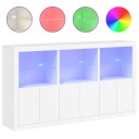 vidaXL Skjenk med LED-lys hvit 181,5x37x100 cm