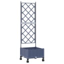 vidaXL Hageplanter med espalier og hjul Grå 40 x 40 x 131,5 cm PP