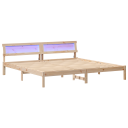  Sengestamme med LED  stripelys med hodegjerde Brun 200 x 200 cm Heltre furu