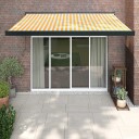 Uttrekkbar markise gul og hvit 3,5x2,5 m stoff og aluminium