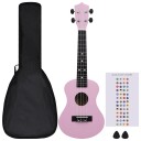 vidaXL Sopran-ukulele sett med veske for barn rosa 23"