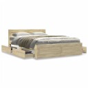  Sengeramme med hodegavl sonoma eik 135x190 cm konstruert tre 8721102856037