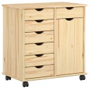 vidaXL Rullende skap med hjul Brun 63,5 x 39 x 65,5 cm Massiv furu
