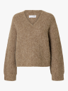 Selected Femme Anjuli Long Sleeve Knit V Neck Brun XL