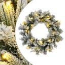 vidaXL Julekrans Grønn og hvit Ø 30 cm PVC og PE 25 LED-lys