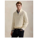 Polo Ralph Lauren Cable-Knit Cotton Quarter-Zip Sweater - Cream - XL