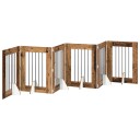 Vidaxl Foldbar Hundegitter Med Stativer 6 Stk. Gammelt Tre 362 cm