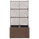 vidaXL Høybed med espalier 2 potter 58x30x107 cm polyrotting brun