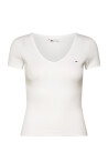 Tommy Jeans Tjw Slim Essential Rib V Ss - White - XS