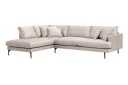Menard 4 seters Venstrevendt Dyp L formet Sjeselongsofa i Fløyel   Beige